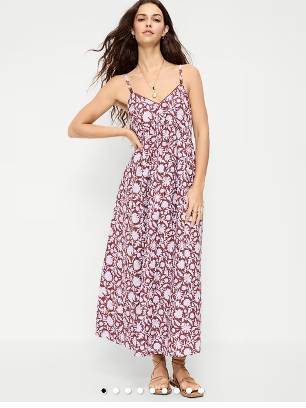 Old Navy Brown Floral Spaghetti-Strap Maxi Dress | M